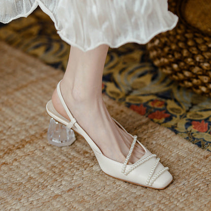 Elegant Crystal Heel Sandals by Greta 
