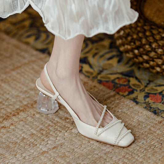 Elegant Crystal Heel Sandals by Greta 