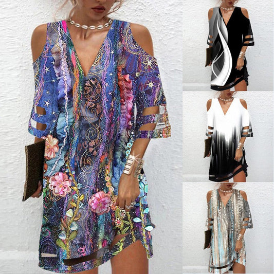 V-Neck Mesh Floral Dress by Greta 