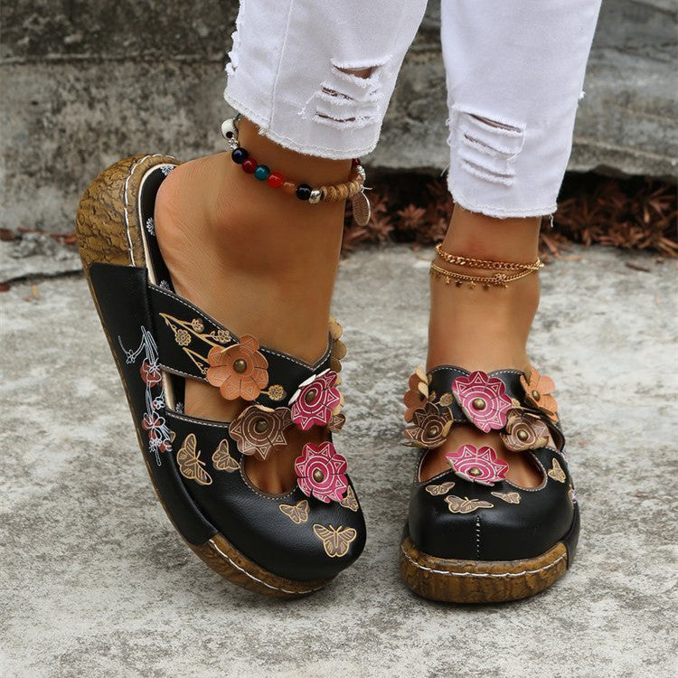 Boho Floral Greta  Round Toe Sandals