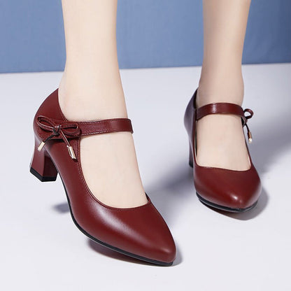 Chic Mid-Heel Buckle Pumps by Greta 