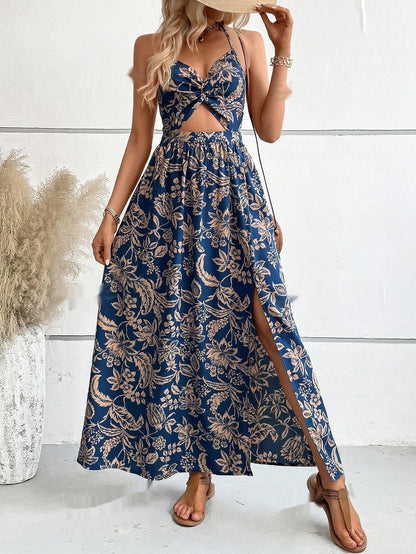 Chic Halterneck Greta  Pleated Midi Dress