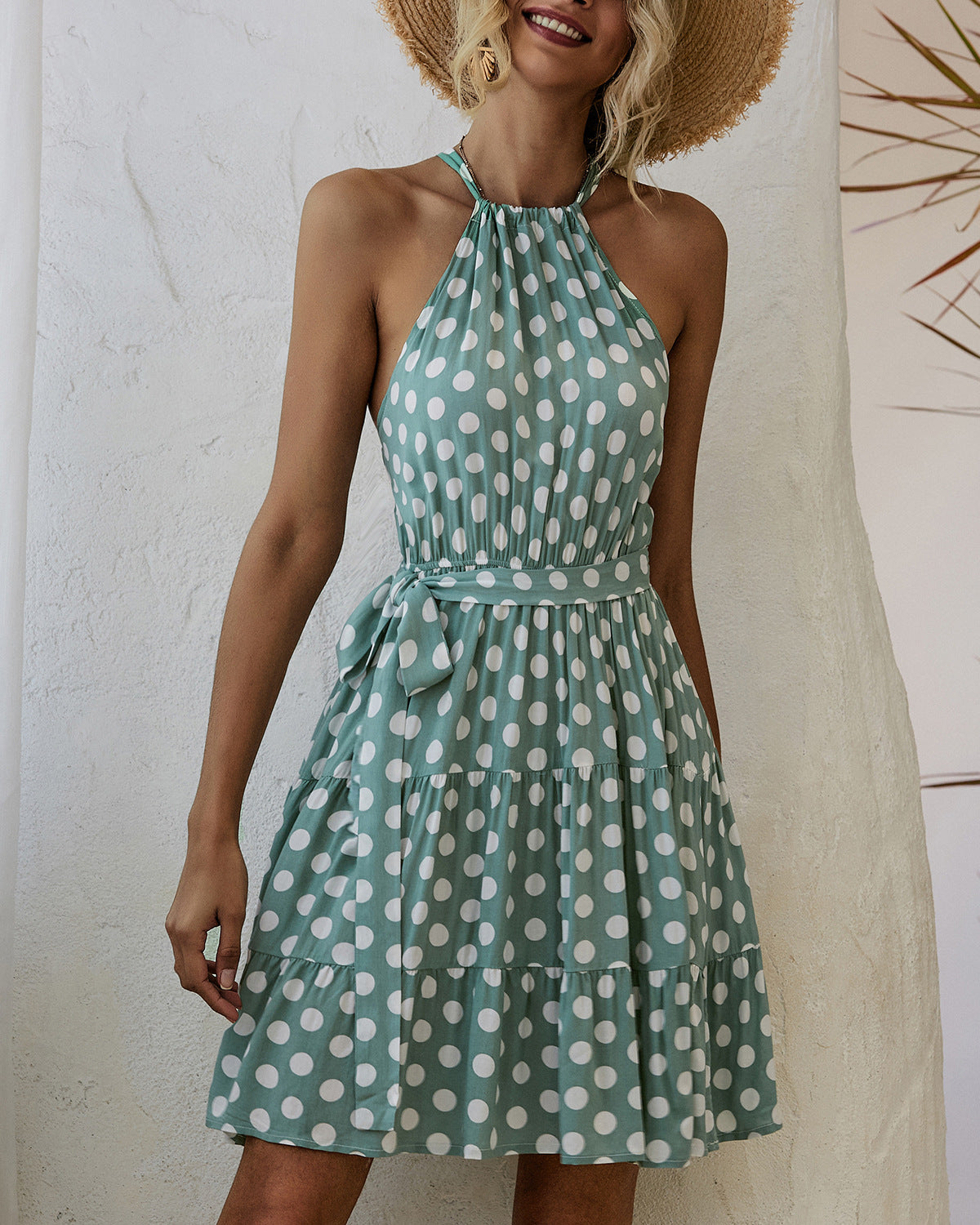 Chic Polka Dot Halter Dress by Greta 