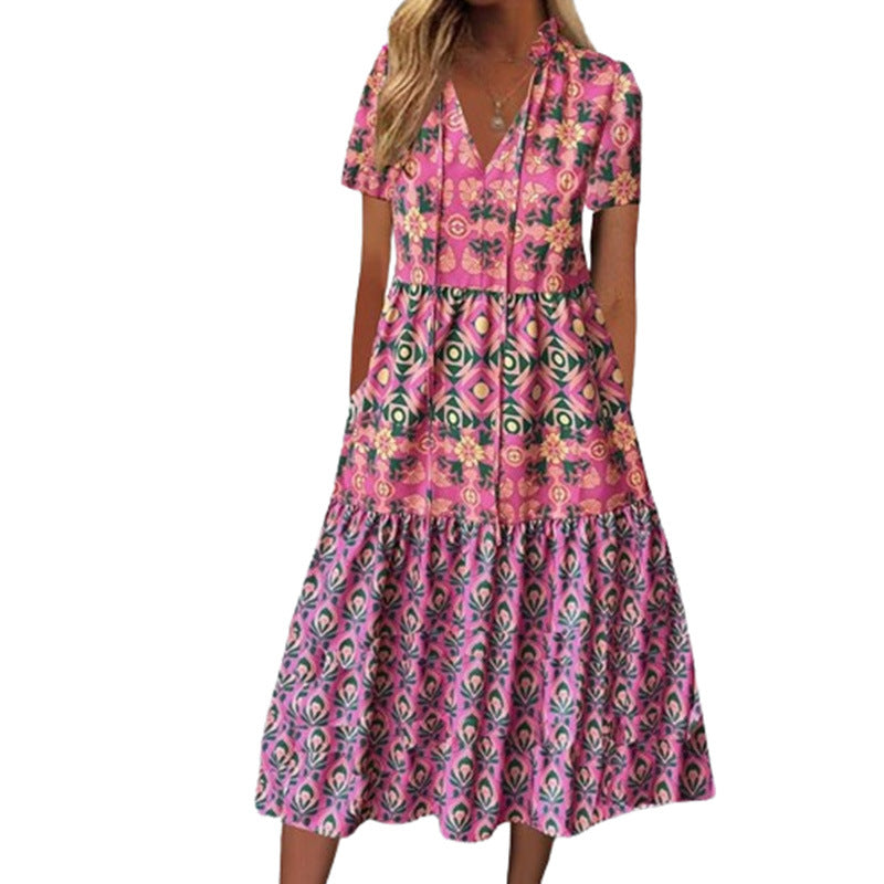 Vibrant Printed Greta  Summer Midi Dress