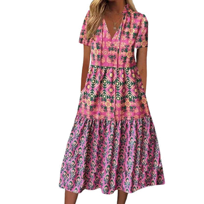 Vibrant Printed Greta  Summer Midi Dress