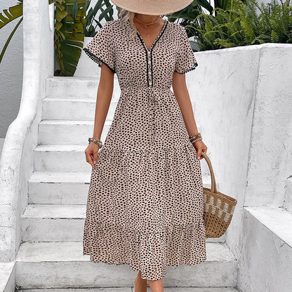 Leopard Print V-Neck Dress Greta 