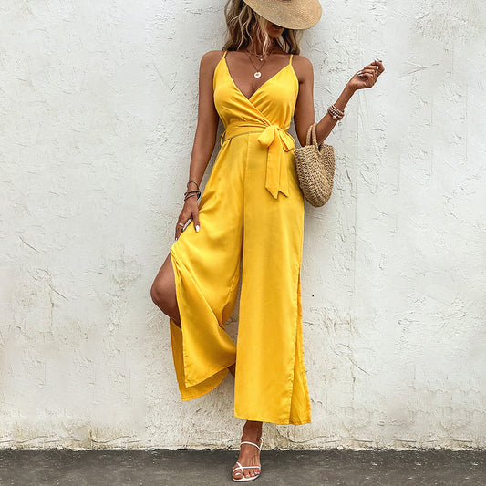 Vibrant Yellow Greta  Self-Tie Jumpsuit