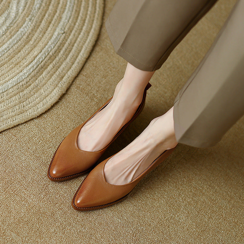 Elegant Sheepskin Low Heels by Greta 