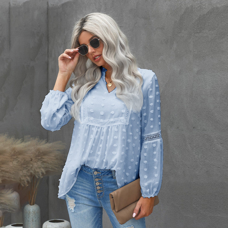 Chic Lace V-Neck Blouse by Greta 