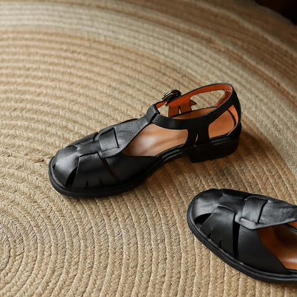 Retro Cowhide Roman Sandals by Greta 