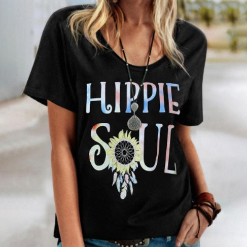 Hippie Soul Greta  Floral Crew Neck Tee