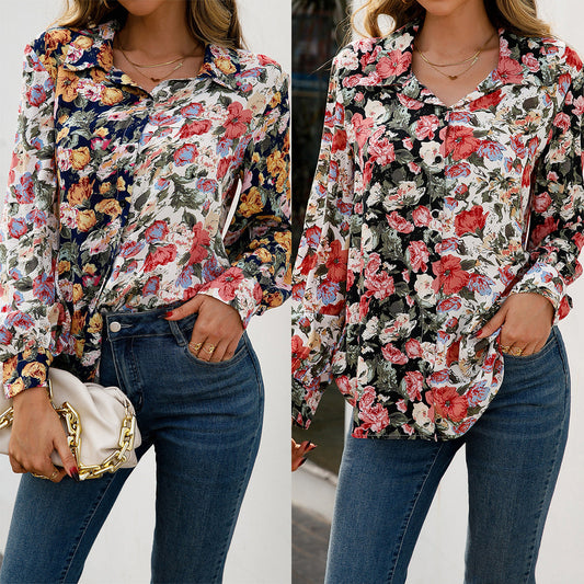 Colorblock Floral Greta  Everyday Shirt Top