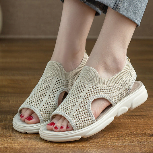 Breathable Knit Flat Sandals by Greta 