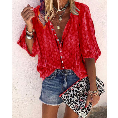 Chic Print Lantern Sleeve Shirt by Greta 