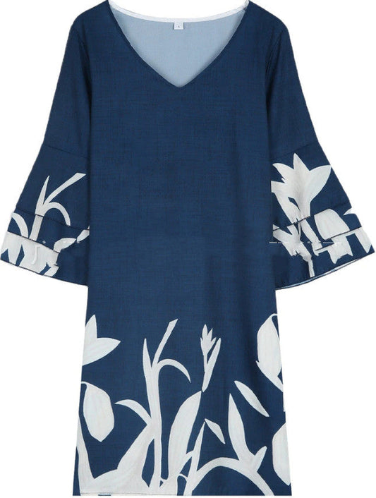 Floral V-Neck Mini Dress by Greta 