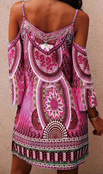 Boho Printed Greta  Hollow-Out Summer Dress