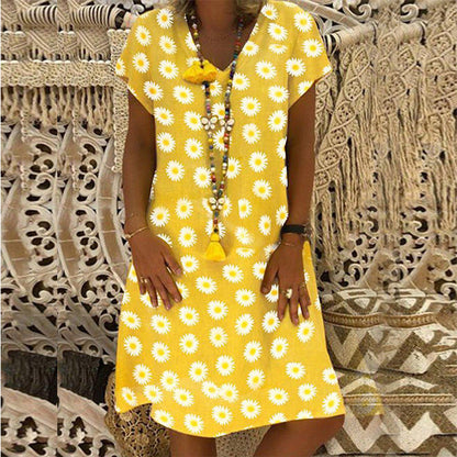 Vibrant Floral Greta  Summer V-Neck Dress