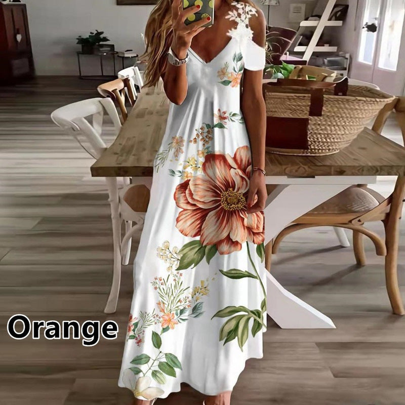 Floral Lace V-Neck Maxi Dress by Greta 
