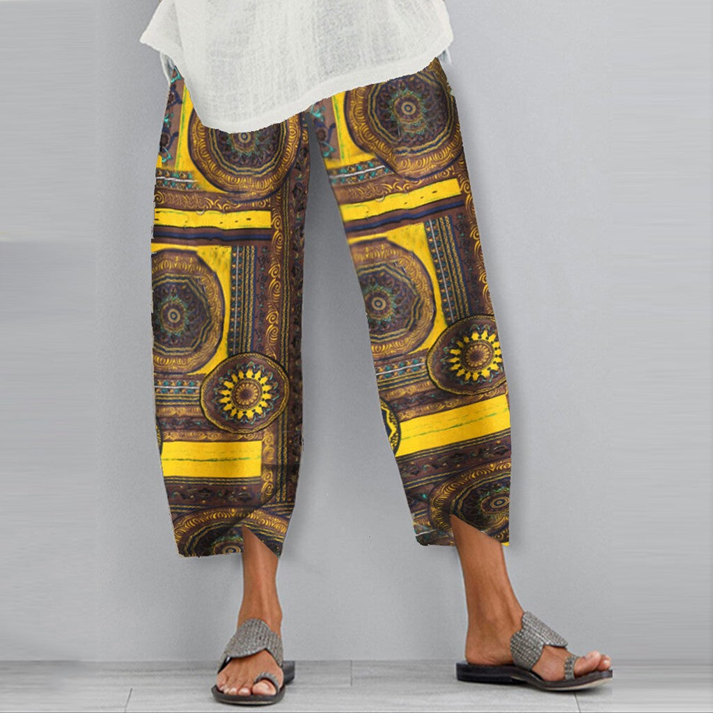 Boho Print Greta  Elastic Casual Pants