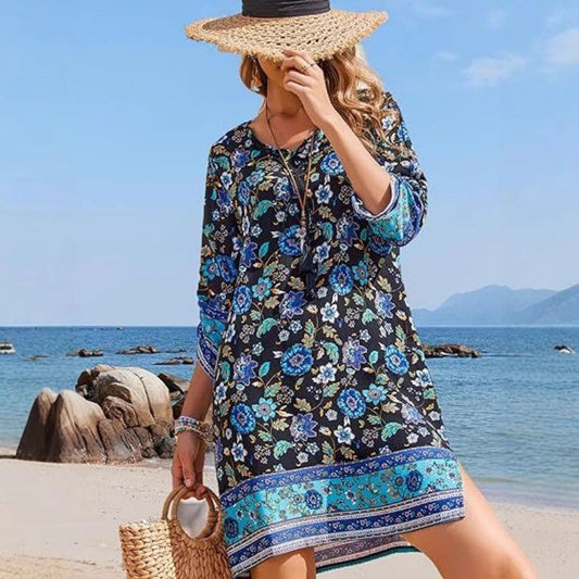 Boho Floral Greta  Tassel Mini Dress