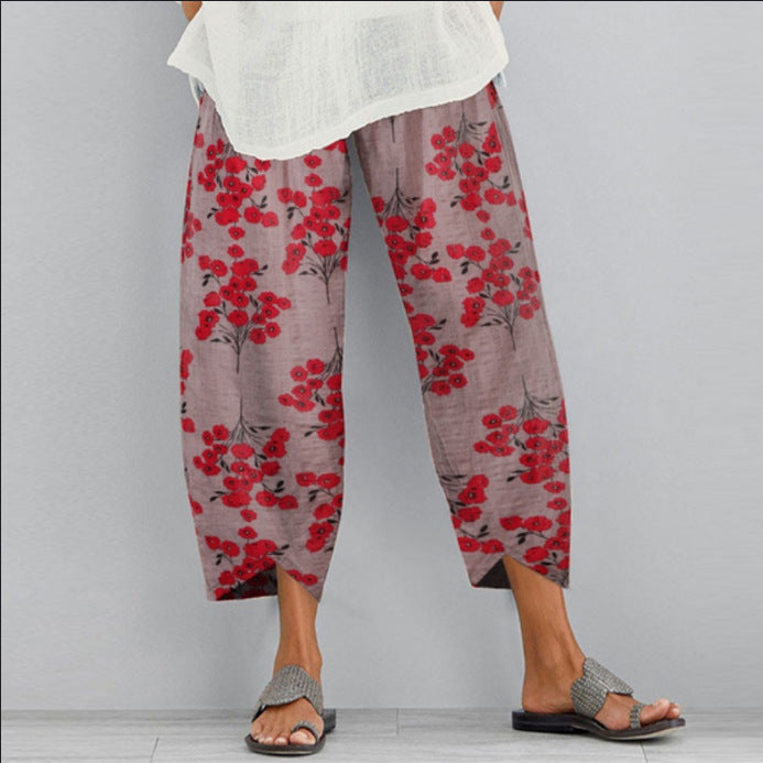 Retro Floral Wide Leg Pants Greta 