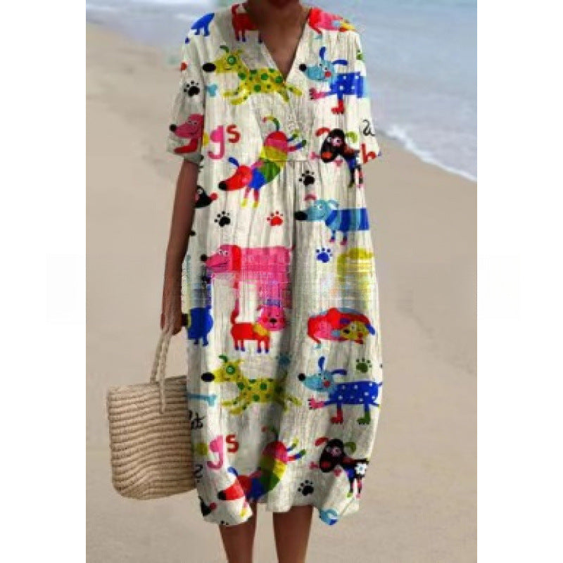 Boho Floral Greta  V-Neck Summer Dress