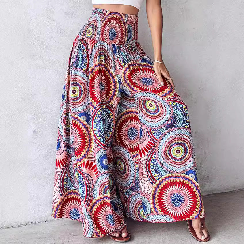 Retro Floral Wide-Leg Pants by Greta 