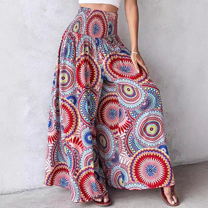 Retro Floral Wide-Leg Pants by Greta 