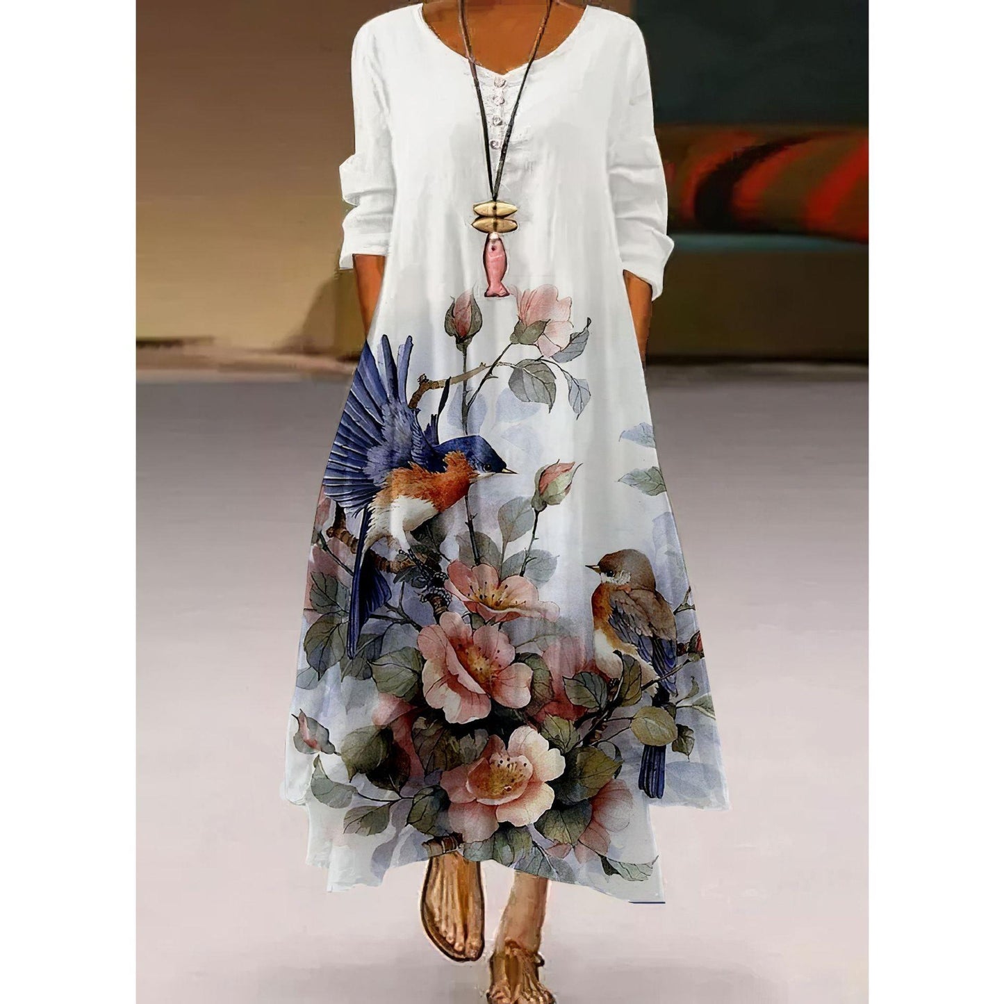 Artistic Floral Swing Dress by Greta 