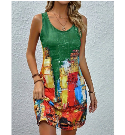 Vibrant Print Greta  Summer A-Line Dress
