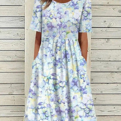 Floral Print Greta  Summer V-Neck Dress