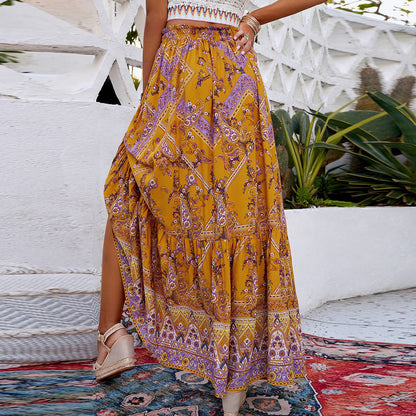 Boho Geometric Greta  Swing Maxi Skirt