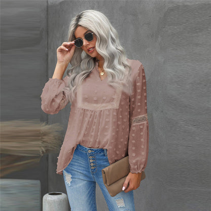 Chic Lace V-Neck Blouse by Greta 