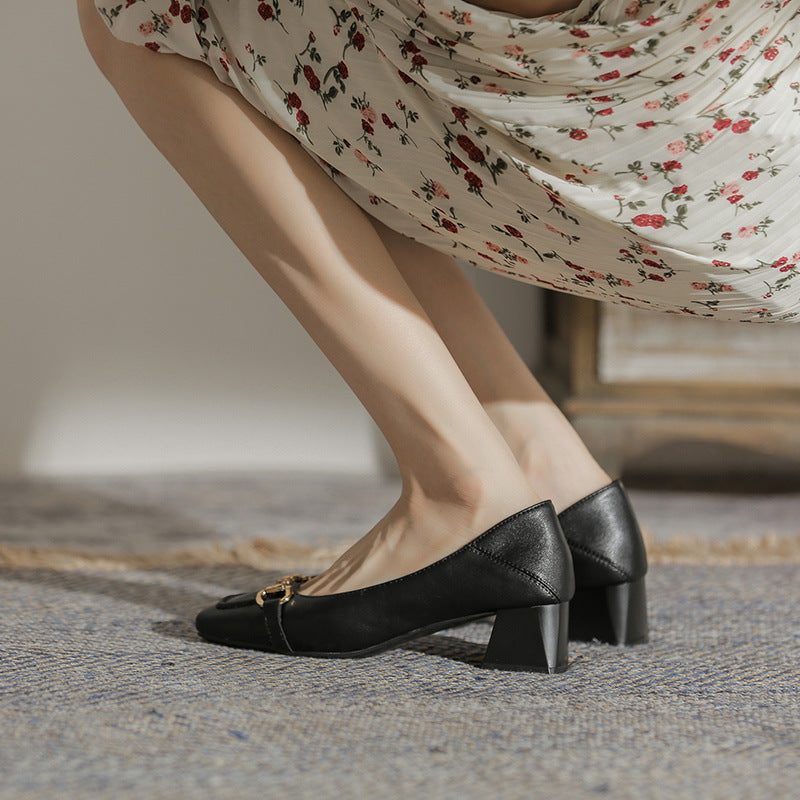Elegant Square Toe Heels by Greta 