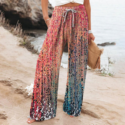 Boho Botanical Greta  Women's Wide-Leg Pants