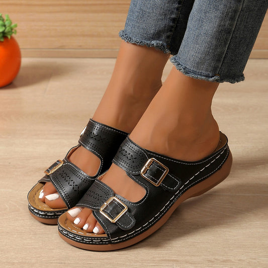 Retro Buckle Platform Sandals Greta 