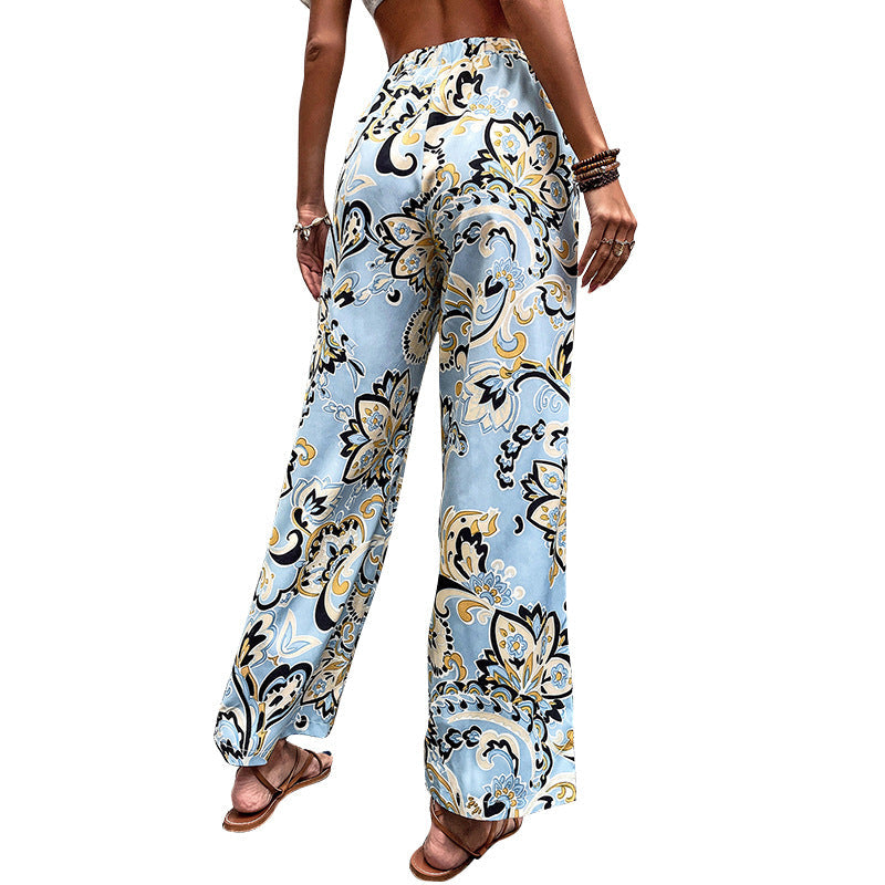 Floral Print Straight-Leg Pants by Greta 