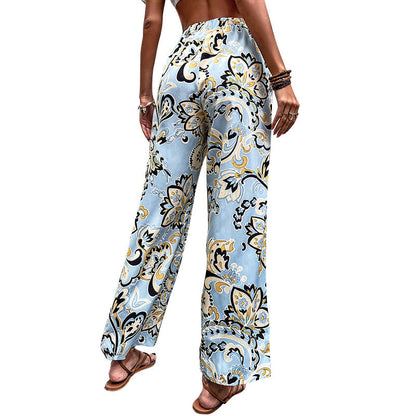 Floral Print Straight-Leg Pants by Greta 