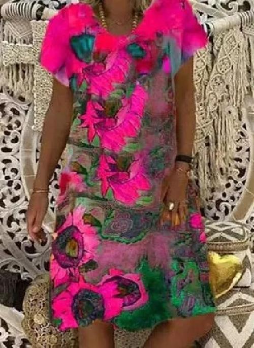Floral V-Neck Midi Dress by Greta 