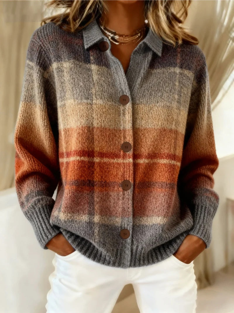 Cozy Stripe Cardigan Blouse by Greta 