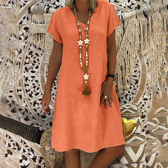 Vibrant V-Neck Everyday Dress by Greta 