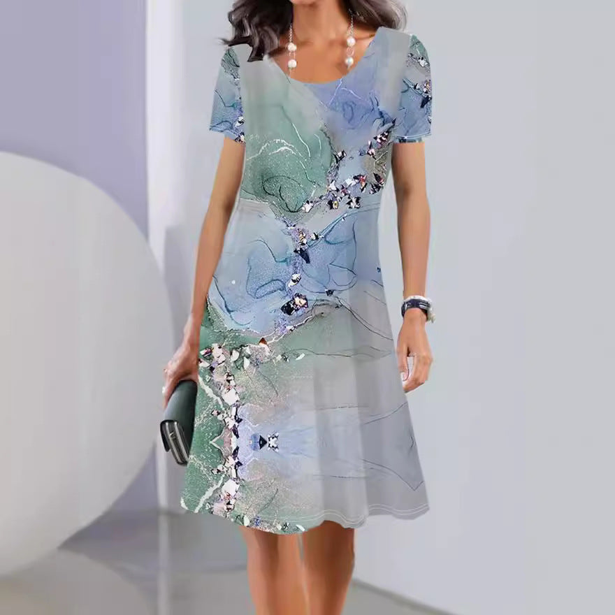 Floral Print Greta  Mid-Length Summer Dress
