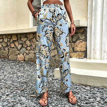 Floral Print Straight-Leg Pants by Greta 