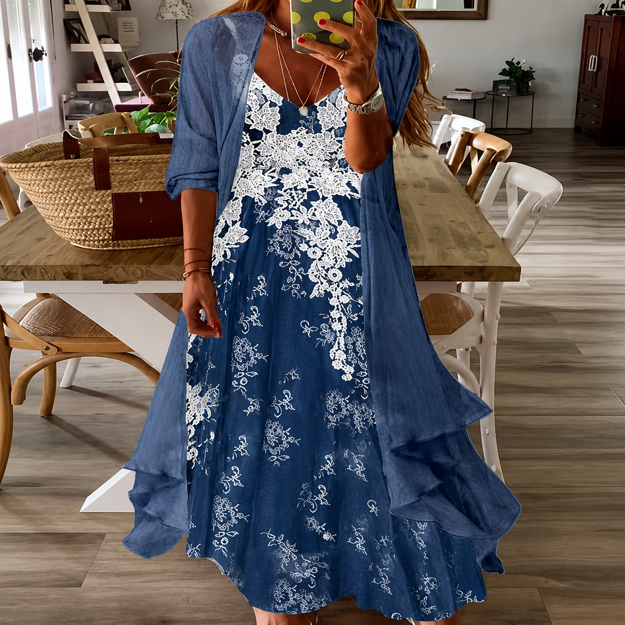 Bloemenprint swingjurk Greta zomerjurk met bretels