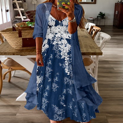 Bloemenprint swingjurk Greta zomerjurk met bretels