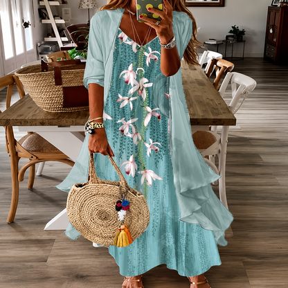 Bloemenprint swingjurk Greta zomerjurk met bretels