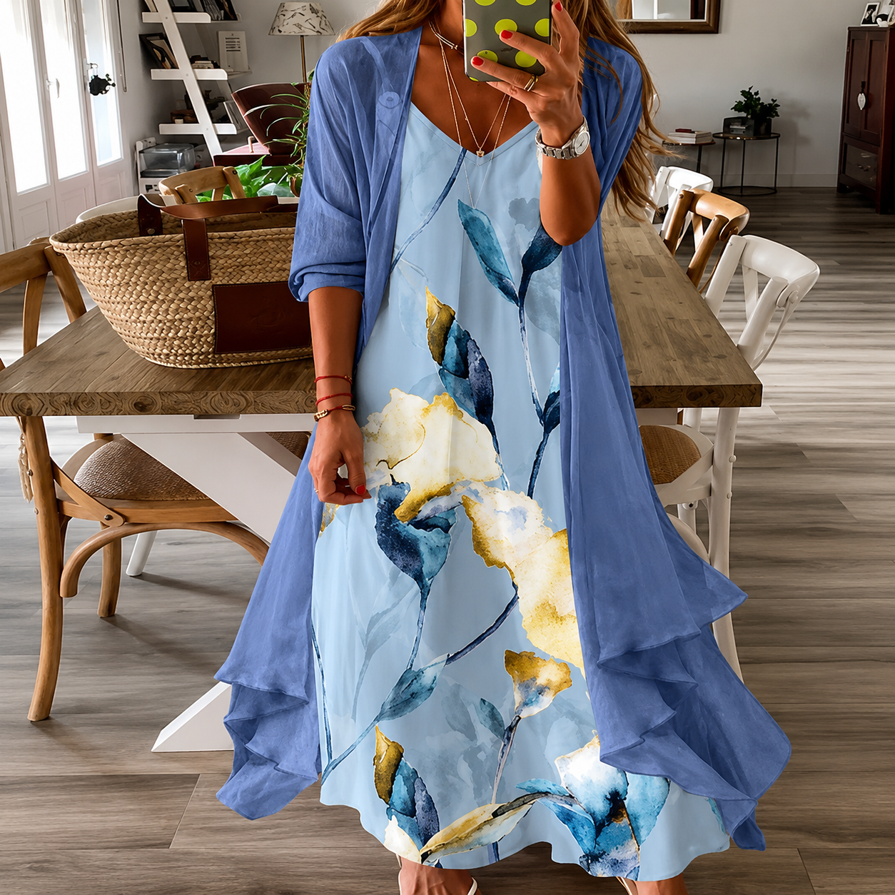 Bloemenprint swingjurk Greta zomerjurk met bretels