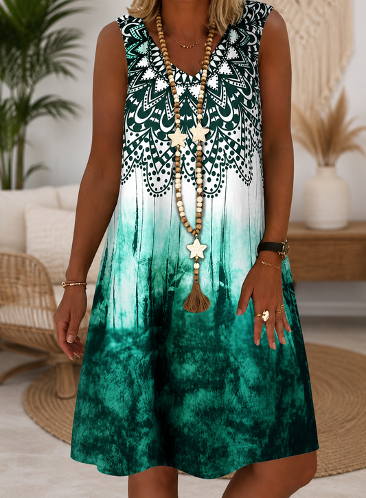 Mouwloze jurk met boho-print van Greta