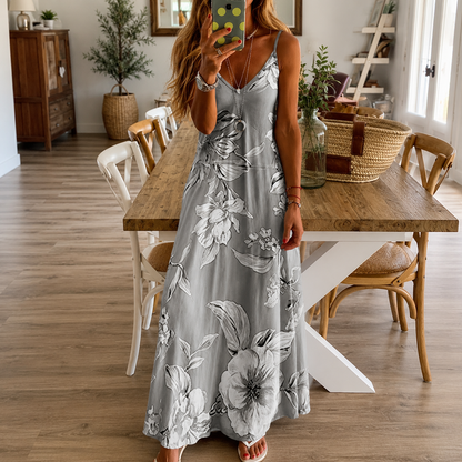 Bloemenprint maxi-jurk met lage halslijn van Greta