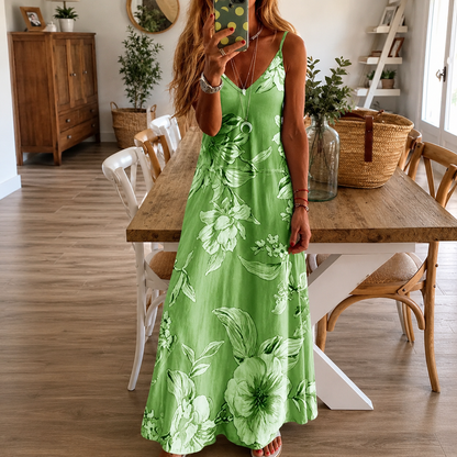 Bloemenprint maxi-jurk met lage halslijn van Greta